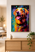 Kit de Peinture par Numéros DIY Chien Golden Retriever Coloré, Peinture à l'Huile pour Adultes Débutants, Décoration Murale pour la Maison, Cadeau