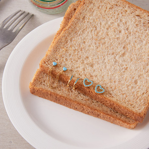 Ensemble de boucles d'oreilles plaquées or en forme de cœur avec pierres turquoise bleues pour femmes, bijoux cadeau - Product Image 4