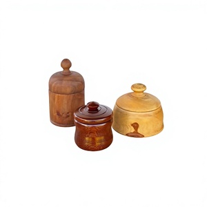 Pot à miel en bois, forme cylindrique, couvercle à rabat, cuillère, hermétique, préservation de la fraîcheur, utilisation en cuisine, passe au lave-vaisselle, chauffable, minimaliste - Product Image 2