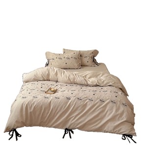 Juego de Funda de Edredón de Algodón y Lino con Diseño de Mariposas Bordadas, Ropa de Cama Suave y Transpirable para las Cuatro Estaciones - Product Image 5