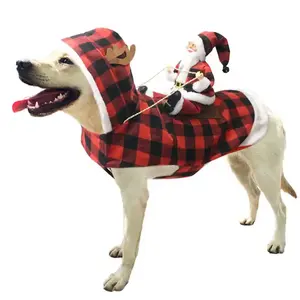 ベストセラークリスマス新年冬ソフトレッド高級ペット犬服コートハーネス暖かいペットフード付きアパレル