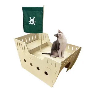 Bunnyhi CMB001 High Quality Detachable Pet Toys Made From Strong And Durable Cardboard Pet Wooden Ship