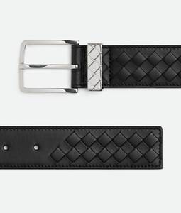 Cinturón Reversible Formal de Negocios para Hombre Bottega, Cinturón de Cuero Genuino Tejido Intreccio de Lujo con Hebilla de Pin, Estilo de Diseñador para Traje BV Veneta - Product Image 3