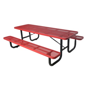 Ngoài trời thương mại 46 inch vuông kim loại Dã Ngoại bảng băng ghế dự bị đồ nội thất sân vườn bên ngoài Patio thép bàn ăn ghế với ô - Product Image 2