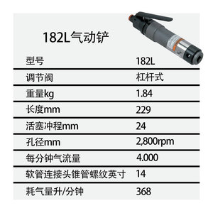 Martillo Neumático Ingersoll Rand 182L, Cincel Neumático de 229 mm de Longitud y 24 mm de Carrera, Herramienta para Eliminar Óxido en la Construcción - Product Image 1