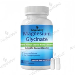 AegleWell magnezyum glisinat 500mg yüksek emilim formülü yetişkinler için kemik, kas, sinir ve kalp sağlığını destekler - Product Image 1