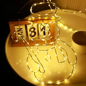 手作りの金属サンタクロースLEDストリングライト防水クリスマステーマホームパーティーホリデー用装飾ハンギングランプ