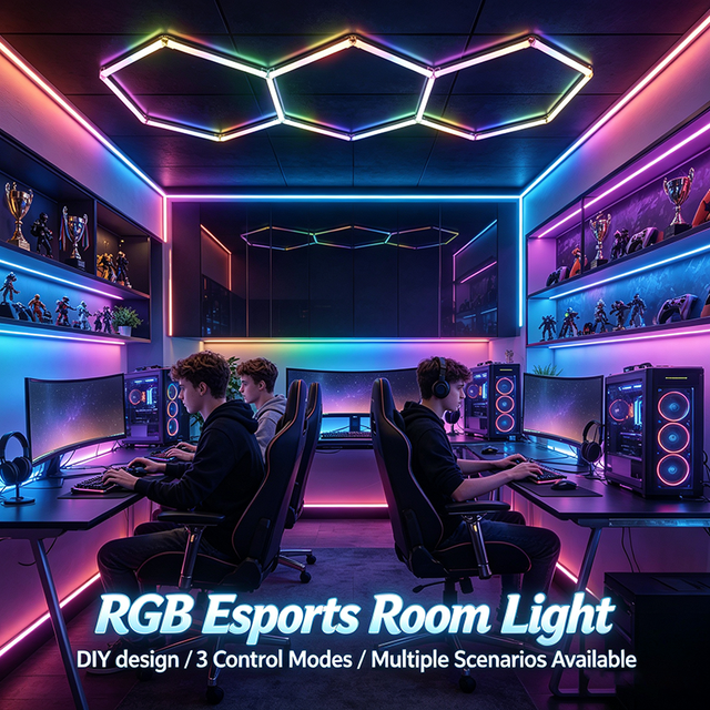 DIY Splicing RGB Hexagonal Led Light Honeycomb Shape Removable Installation Gaming Room Esports Background Wall Lamp