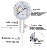 20 PSI 1.4 BAR Analog Dial 63mm Stainless Steel Ball Air Pressure Gauge Metal Barometer for Football Basketball Sports Referee