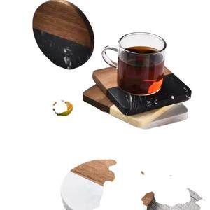 2025 nouveau AY Logo écologique 10 cm bois marbre sous-verres <span class=keywords><strong>ardoise</strong></span> sous-verres ensemble sous-verre napperon cuisine accessoires porte-gobelet - Product Image 3