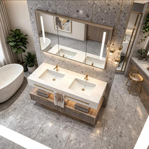 Mobile Bagno con Lavabo Singolo/Doppio - Mobile Bagno Moderno con <span class=keywords><strong>Specchio</strong></span> LED Intelligente Antiappannamento, Set Mobile Bagno <span class=keywords><strong>a</strong></span> Parete - Product Image 3