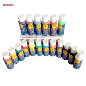 Pintura Acrílica a Base de Agua de 60 ml en 18 Colores para Niños - Pintura de Alta Pigmentación para Manualidades, Personalizable para Lienzo, Vidrio y Papel - Product Image 1