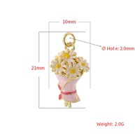 Pendentif Bouquet de Fleurs Marguerites en Émail Plaqué Or 14K pour la Fabrication de Bijoux DIY, Breloques, Bracelets et Colliers – Vente en Gros