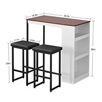 Ensemble de table à manger personnalisé en 3 pièces, table de bar de cuisine avec deux tabourets, étagères de rangement, chaises et table de restaurant
