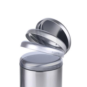 Cubo de Basura de Acero Inoxidable de 12L, Cilíndrico, con Tapa de Accionamiento con el Pie, para Uso en Interiores, Plateado, Negro, Blanco - Product Image 1