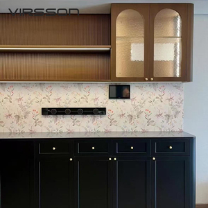 Meuble de cuisine modulaire en marbre écologique de luxe moderne, <span class=keywords><strong>porte</strong></span> laquée acrylique, évier, robinet, tiroir coulissant, charnière - Product Image 3