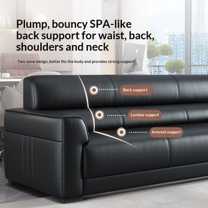 Divano da Ufficio Semplice per Dirigenti, Piccolo Divano a Tre Posti in Pelle con Funzione Letto <span class=keywords><strong>e</strong></span> Tavolino da Caffè - Product Image 4
