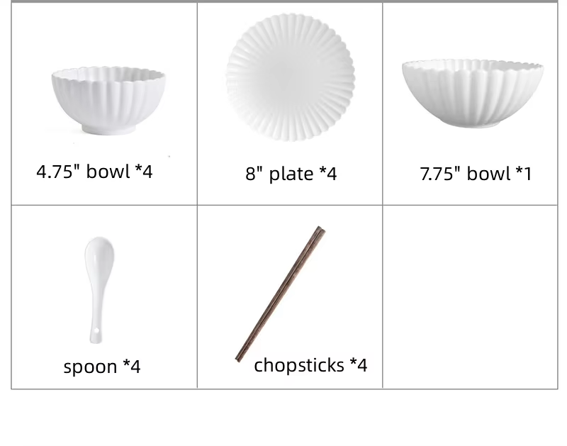 White-17 pcs for 4 people