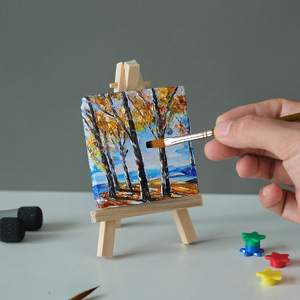 Mini chevalet en toile 10x10 cm, planche de peinture acrylique pour enfants, projet d'art et d'artisanat, toile blanche avec support en bois - Product Image 3