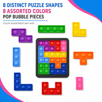 40-Piece TPR Pop Bubble Block Puzzle dengan Alas PP, Mainan Konstruksi Hewan & Alam Warna-warni dalam Kotak Retail