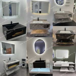 Mueble de Baño con Lavabo de Mármol Estilo Nórdico, Moderno, Económico, de Pared, con Lavabo de Pizarra y <span class=keywords><strong>Espejo</strong></span> LED - Product Image 3