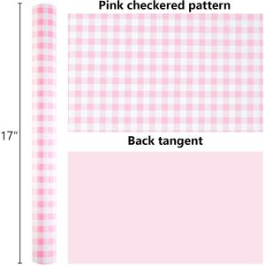 Pink Checkerboard Wrapping Paper 17 In X 32.8 Ft Easy Tear Decorative Gift <b>Wrap</b> For Parties And Celebrations - Product Image 4