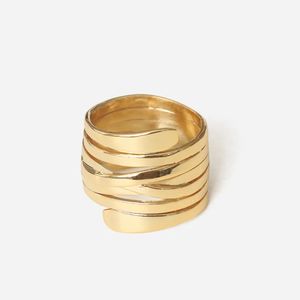 Nouveaux anneaux géométriques en spirale enveloppés multicouches Bague plaquée or 18 carats pour femmes - Product Image 6