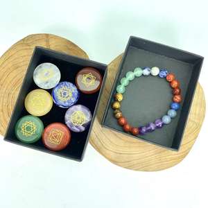 Sıcak satış yeni gelenler manevi çakra kaya kristal seti şifa taşları doğal 8mm çakra bilezik + çakra seti toptan fiyat - Product Image 1