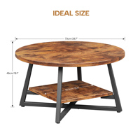 Table Basse Ronde Petite Table Basse Circulaire avec Rangement Table Centrale Ronde en Bois Moderne pour Salon Bureau Maison Petit Espace