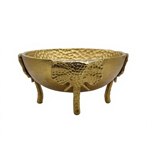 Decorative <b>Metal</b> Food Serving Bowl Elephant <b>Trunk</b> Footed Base Table Accessories Luxury Dinnerware Bowls Wedding Diwali Decor Use - Product Image 1