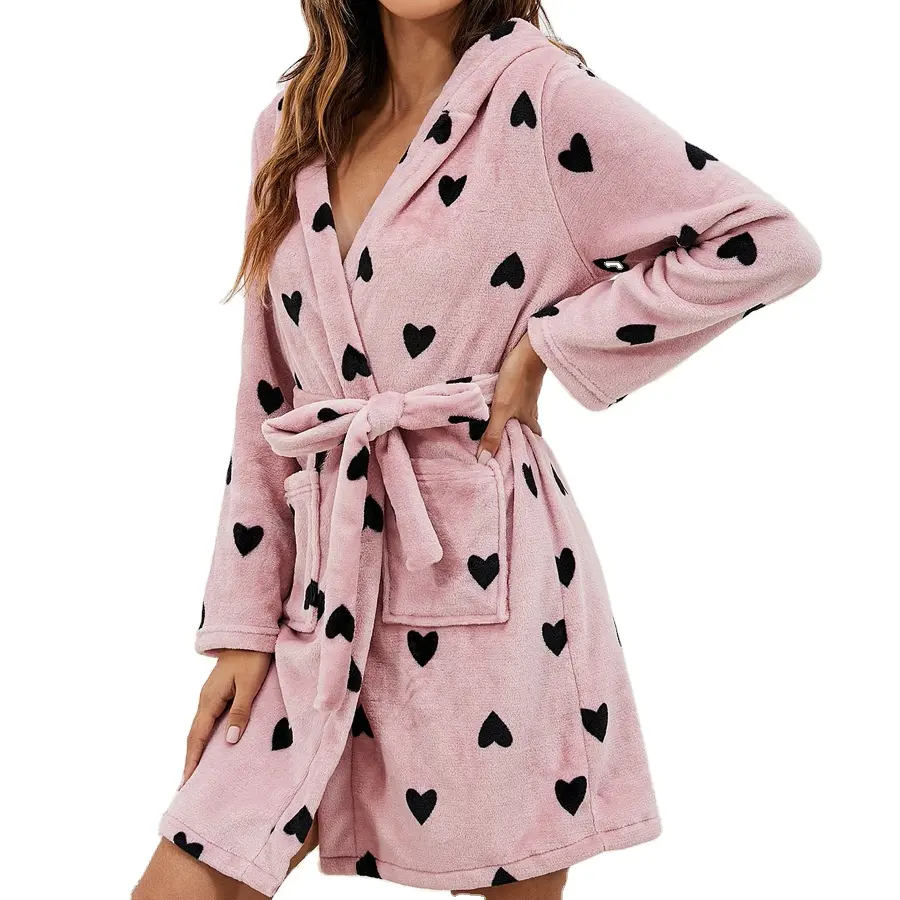 Atacado hot-selling sleepwear espessado roupões de flanela das mulheres plus size pijama das mulheres