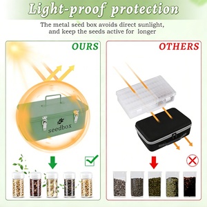 Contenitore per Semi da Giardino Resistente, Scatola in Metallo Verde Rustico per Conservazione Semi, Organizzatore Ermetico con Manico per Semi di Verdure ed Erbe - Product Image 4