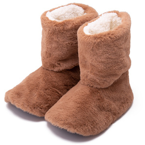 Bedroom Soft <strong>Boots</strong> Custom logo Warm <strong>Furry</strong> Plush <strong>Furry</strong> Bootie <strong>Slippers</strong> Ankle <strong>Boots</strong> for Women Girls - Product Image 5