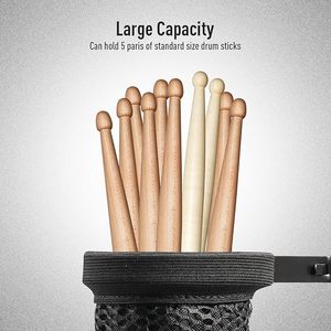 DSC01 Soporte para <span class=keywords><strong>Baquetas</strong></span> Yinyu, Bolsa de Nailon Ajustable con Abrazadera Bloqueable, Capacidad para hasta 5 Pares de <span class=keywords><strong>Baquetas</strong></span> y Mazos - Product Image 2