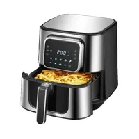 Friteuse à air électrique double carrée en acier inoxydable de 5,5 L avec écran numérique, design moderne, usage domestique, surface antiadhésive, sans huile