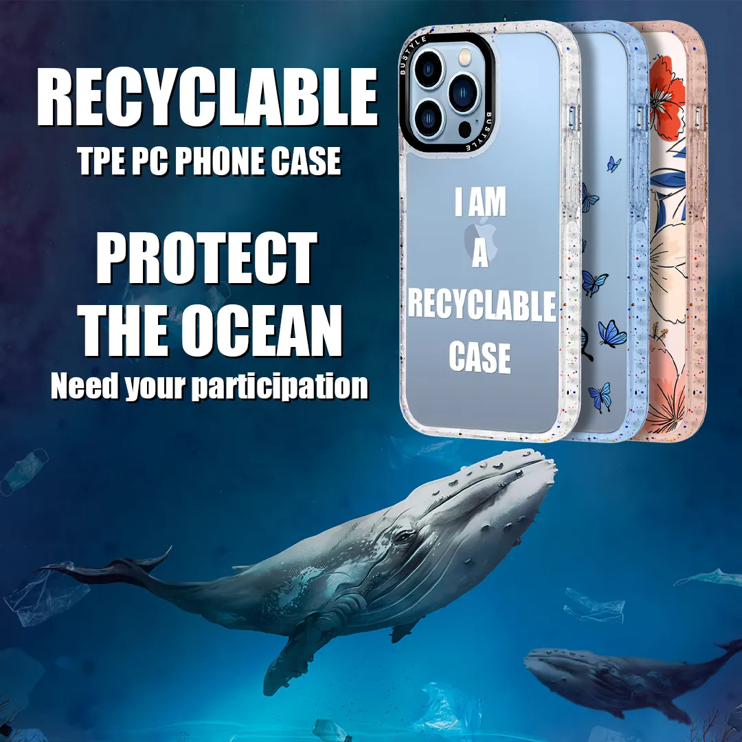 Bustyle Recycled Plastic Shockproof Phone Case for Apple iPhone 13 12 11 Ecologic iPhone13Pro Max Custom Brand Logo Phone Cover