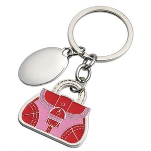 Portachiavi alla Moda per Borsa, Charm in Metallo Smaltato Rosso Rosa, Regalo per Donna, Accessori - Product Image 1