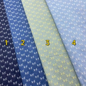 Tissu denim bleu clair prix usine, tissu denim délavé, tissu denim foncé brodé papillon et nœud pour jupe et robe femme - Product Image 3