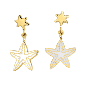Boucles d'oreilles pendantes tendance en acier inoxydable 316L plaqué or PVD, motif étoile, bijoux durables et résistants - Product Image 2