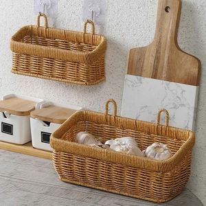 Hanging Wall Basket 8 Inches Wide Woven Outside <strong>Planter</strong> Pot <strong>Hangers</strong> Garden Rattan <strong>Fence</strong> for Seedlings Pots Onion Fabric Hangings - Product Image 4