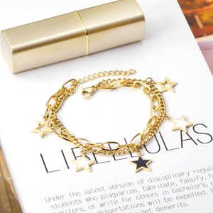 Nueva Pulsera de Cadena Doble con Diseño de Estrellas de Concha en Acero Inoxidable y Oro de 14K - Product Image 4