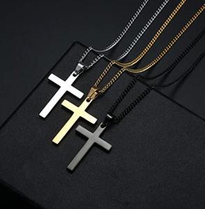 Pingente Cruz Masculino Personalizado em Aço Inoxidável Liso de 50mm 35mm, Grande Crucifixo Charmoso, Colar com Pingente Cruz Simples em Ouro 18k - Product Image 3