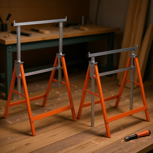 Paquete de 2 caballetes de trabajo resistentes con capacidad de carga de 440 lb y altura ajustable para maquinaria de carpintería - Product Image 2