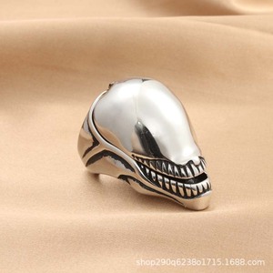 Shark Head <b>Ring</b> Men's Stainless Steel Retro <b>Silver</b> Animal Shape Jewelry Gift - Product Image 3
