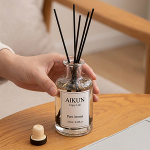 Aikun Low MOQ 7 Day Ship 250ml Marble Foil Box Glass <b>Bottle</b> Transfer Logo Any Scent Lasting <b>Reed</b> <b>Diffuser</b> Set for Office Buyer - Product Image 3