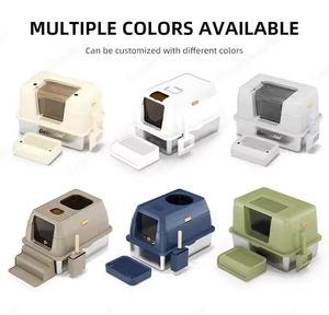 Hot Sale New Arrival Edelstahl Katzen toilette mit Deckel Extra große Wurf Faltbare Schachtel für Big Cats Katzen toilette - Product Image 2