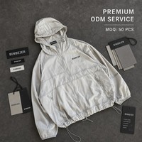 Veste coupe-vent Gorpcore gris clair pour hommes, logo personnalisé, vêtements techniques, vêtements d'extérieur à capuche, OEM, marque privée