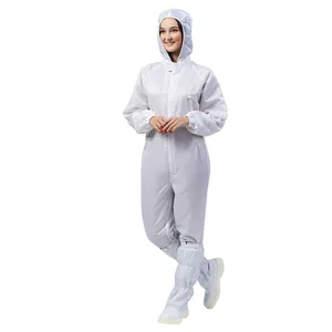 Cleanroom Industrial Food Factory Lavável Anti Macacão Estático Cleanroom Jumpsuit Com Capuz Esd Vestuário Suit Anti-estático Saltos