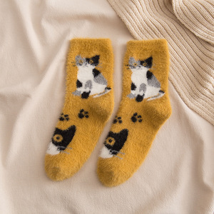 Notizie su misura calze di cotone colorato per le donne stile felice cartone animato gatto traspirante maglia bracciale per la primavera - Product Image 2