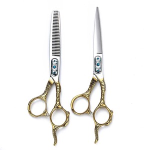 Hairdressing Scissors Set 6 Inch Stainless Steel Flat <b>Thinning</b> Shears Gold Silver Handle Professional Haircut Tools - Product Image 1